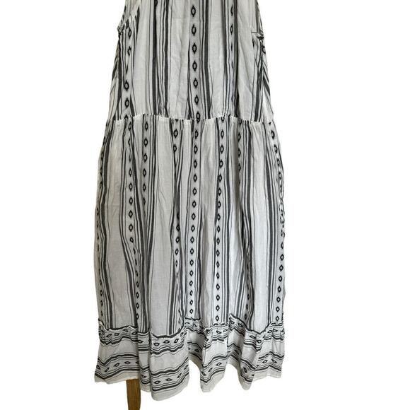 Roller Rabbit Odelle Dress Sleeveless Geometric Stripe Cotton Gray White Size XL - Picture 9 of 12